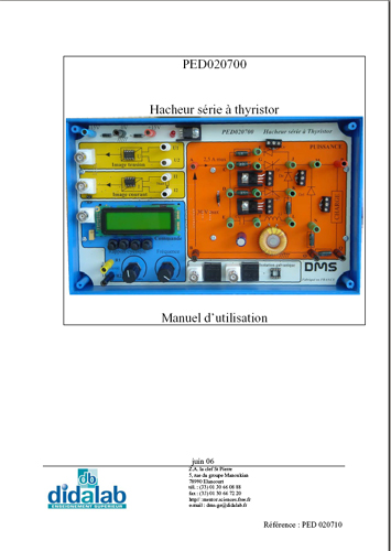 Manuel d'utilisation du module PED 020 700 hacheur dévolteur à thyristor (Ref - PED020710) 2/4