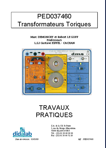 Manuel d'utilisation du module d'étude des transformateurs toriques (Ref - PED037460_Man) 2/4