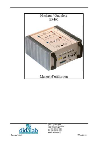 Manuel d'utilisation du hacheur onduleur 3 kW 4 quadrants (Ref - EP460010) 2/4