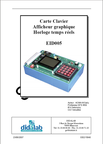 Manuel de Travaux Pratiques, (sujets et comptes rendus), gestion d'un Clavier matriciel et Afficheur graphique (Ref - EID215040) 2/4