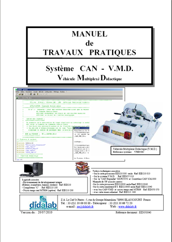 Manuel de Travaux Pratiques (sujets et comptes rendus), réseaux locaux industriels de terrain CAN (réf : EID050040) 1/4