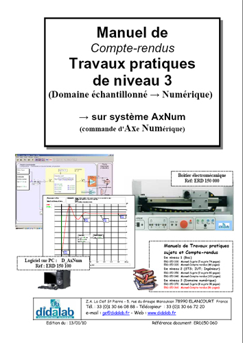 Manuel de Travaux Pratiques, niveau STS, DUT, ingnieurs (compte-rendus), Etude des asservissements de position dans le domaine chantillonn, numrique (Rf - ERD150060) 2/4