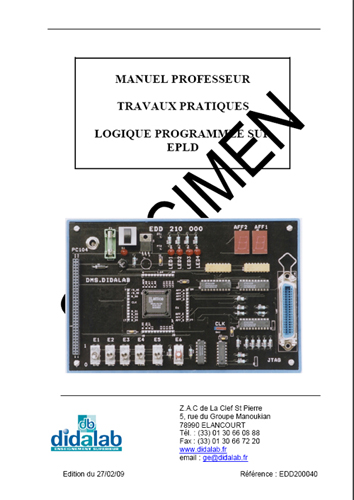 Manuel de Travaux Pratiques compte rendus (professeur), étude de la logique programmable et langange VHDL (Ref - EDD200040) 2/4