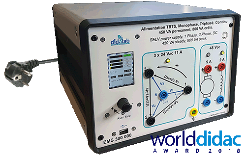  300-W power supply (DC, 1-phase and 3-phase AC) received an WORLDIDAC AWARD 