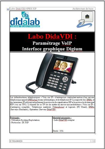 Manuel de Travaux Pratiques : Paramétrage VoIP via interface graphique Digium (RéF : ETR400020) 2/4