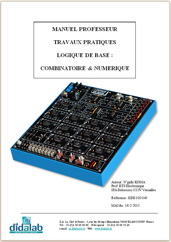 Manuel de Travaux Pratiques comptes rendus (professeur) de logique combinatoire (ref - EDD100040) 2/4