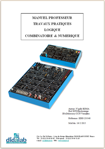 Manuel de Travaux Pratiques comptes rendus (professeur) de logique numérique (ref - EDD120040) 2/4