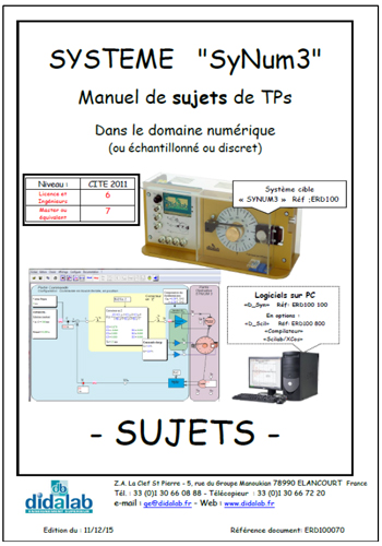 Manuel de Travaux Pratiques (sujets) d'tude des asservissements de vitesse et position dans le domaine discontinu (chantillonn).  (Rf : ERD100070) 2/4