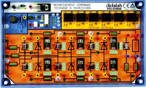 VLV 3-phase thyristorised rectifier / assisted inverter – Training board (ref: PED020600)