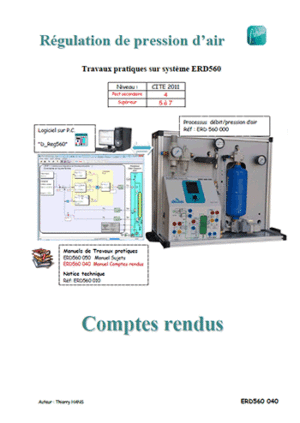 Manuel de Travaux Pratiques, Compte-rendus TPs Regul-Pression-Air (Réf : ERD560040)